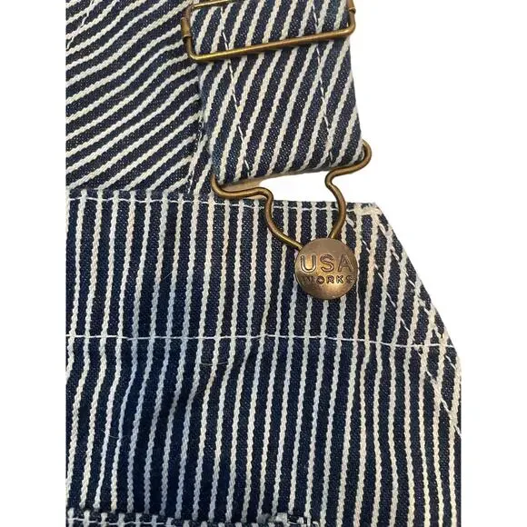 Vtg USA Works Sz 40x30 Railroad Stripe Adjustable Strap Carpenter Bib Overalls